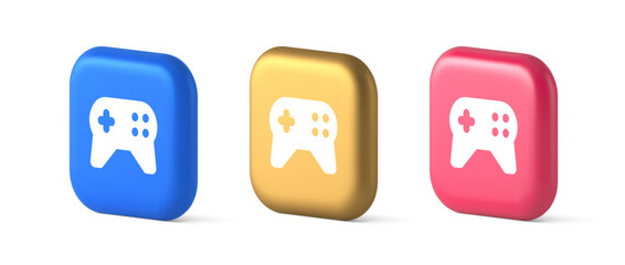 Gamepad controller virtual gaming connect button joystick joypad web app 3d realistic icon © provectors