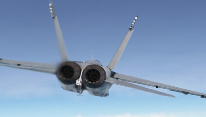 US Navy FA-18 Super Hornet jet engines with flames coming out back