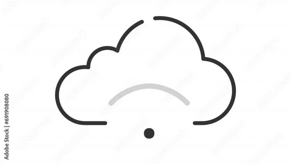 Aufkleber 2d black creative thin line animation of cloud streaming icon, hd video with transparent background,