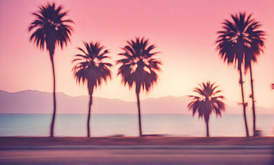 Fototapeta na wymiar Silhouetted palm shapes in vibrant hues
