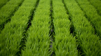 Young Green Plants Growing in Rows in Agriculture Field