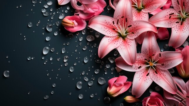Beautiful Lily Flowers Water Drops, HD, Background Wallpaper, Desktop Wallpaper