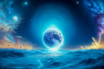 stars nebula abstraction planet satellites