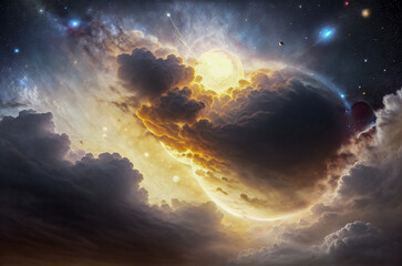 stars nebula abstraction planet satellites