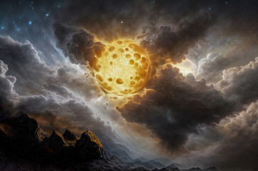stars nebula abstraction planet satellites