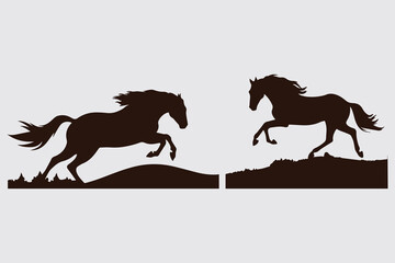 Black horse running  vector illustration 
