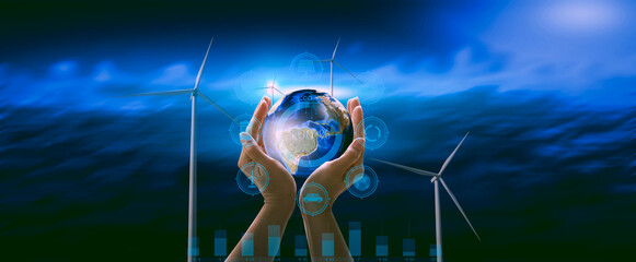 CO2 emissions reduction concept with environmental icons, global warming, sustainable development....