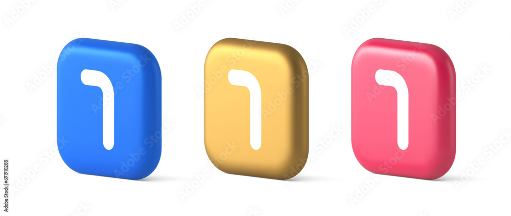 Poster seven number button accounting financial service web application panel 3d icon