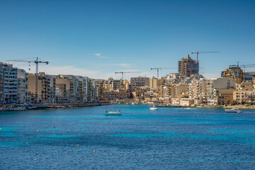 The resort town of Sliema on the east coast of Malta island - 691910409
