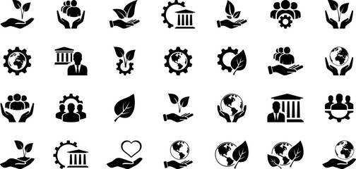 Environmental, Social and Governance icons set as ESG concept - obrazy, fototapety, plakaty