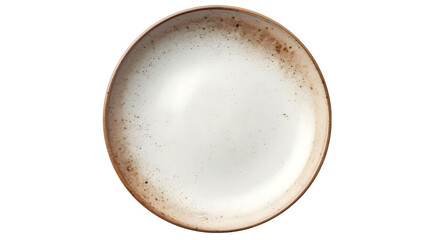 Empty ceramic round plate isolated on white background. Generative AI.