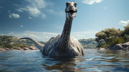 Tuinposter Brachiosaurus dinosaur in water © Jasmin