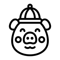 pig line icon
