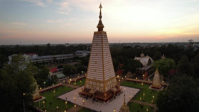 Aerial view of Wat Phra That Nong Bua, in Ubon, Thailand