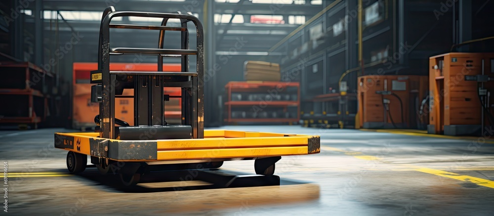 Aufkleber a hand lifting cart which is using for lifting and relocate a small heavy object in the factory clos