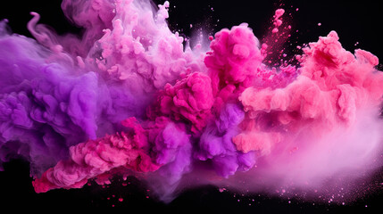 Flourish of Pink and Purple: Explosion of Colored Flour Isolated on Transparent Background