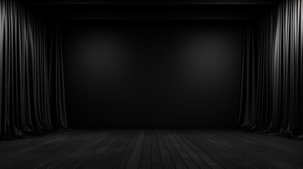 Blank black studio. black background studio. Generative AI.