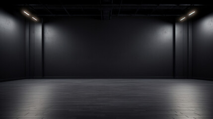 Blank black studio. black background studio. Generative AI. - obrazy, fototapety, plakaty
