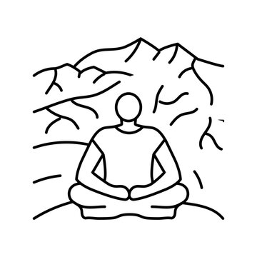 mountain retreat taoism line icon vector. mountain retreat taoism sign. isolated contour symbol black illustration
