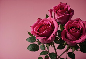 pink roses on the pink background.  Valentine's Day Concept.
