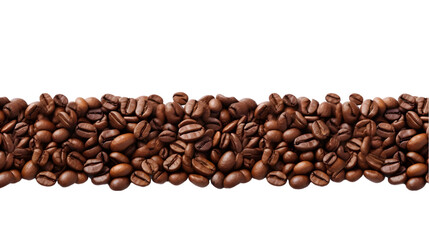 Panoramic coffee beans border 3D rendering isolated on white background. Generative AI.