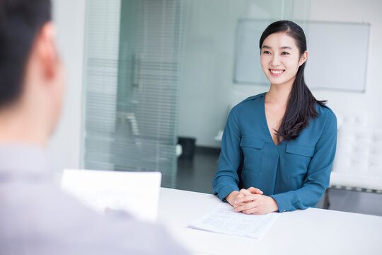 Young woman interviewing for a job