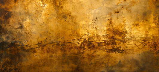 Rusty metal wall with a lot of scratches and dents. Metal gold wall, brass wall Background, For art texture, presentation design or web design and web background. - obrazy, fototapety, plakaty