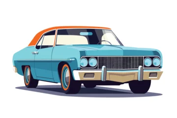 Fotobehang Vintage Retro American car vector art illustration classic car design © baobabay