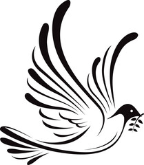 Peace dove with branch design. Birds flying png.