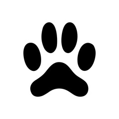 vector illustration in flat linear style silhouette of wolf or dog paw