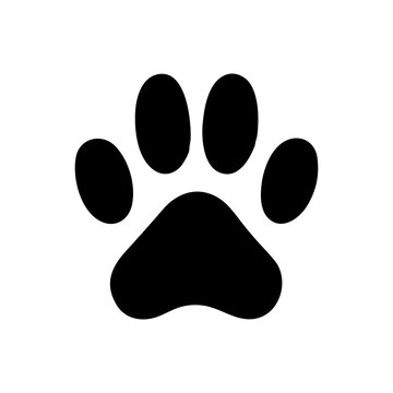 ector illustration in flat linear style silhouette of animal paw