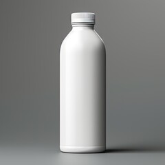 Blank plastic white bottle template isolated on a gray background 