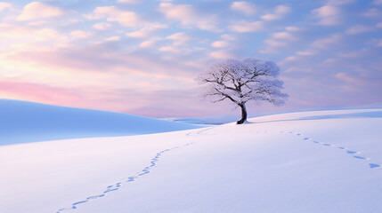 Fototapeta na wymiar tree in snow HD 8K wallpaper Stock Photographic Image 