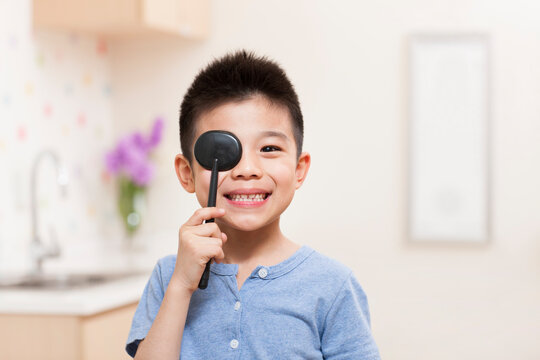 Boy with eye cover plate