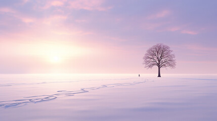 tree in the snow HD 8K wallpaper Stock Photographic Image 