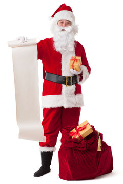 Santa Claus with gifts and the naughty list