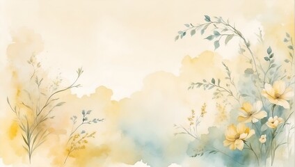 floral background with yellow and gray