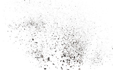 Fototapeta na wymiar Cigarette ash scattered, isolated on white background and texture, clipping path