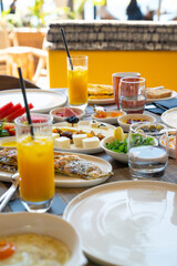 Fototapeta premium Traditional delicious Turkish breakfast, food concept photo.