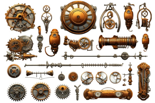 steampunk design elements. Generative AI.