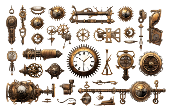 steampunk design elements. Generative AI.