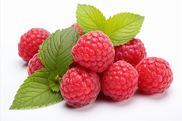 Fresh and juicy ripe raspberry isolated on a clean white background   high quality stock photo
