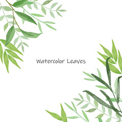 watercolor green leaves elements. Collection botanical vector isolated on white background suitable for Wedding Invitation, save the date, thank you, or greeting card.