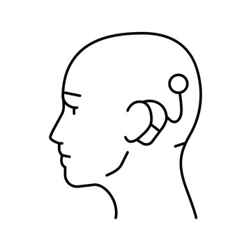 cochlear implant audiologist doctor line icon vector. cochlear implant audiologist doctor sign. isolated contour symbol black illustration