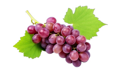 Obraz premium Beautiful Fresh Grape With Green Leaf On Transparent Background