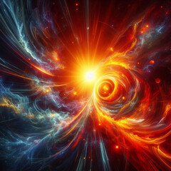 Obraz premium The intensity of a solar flare through abstract imagery, using vibrant colors and dynamic shapes to convey the energy and power of the sun