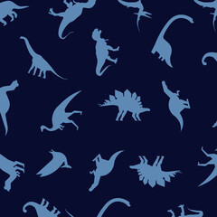 Fototapeta premium seamless pattern with blue dinosaurs 