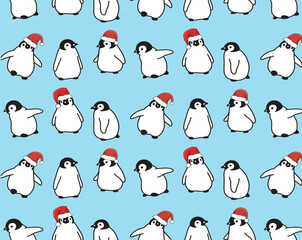 penguin in Santa Claus hat print