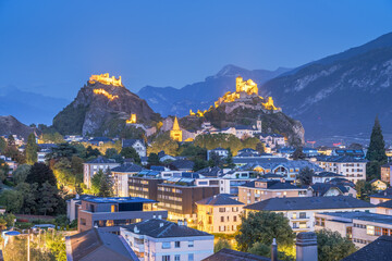 Sion, Switzerland in the Canton of Valais - obrazy, fototapety, plakaty