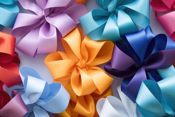 Close-up view of a variety of colorful gift wrapping papers